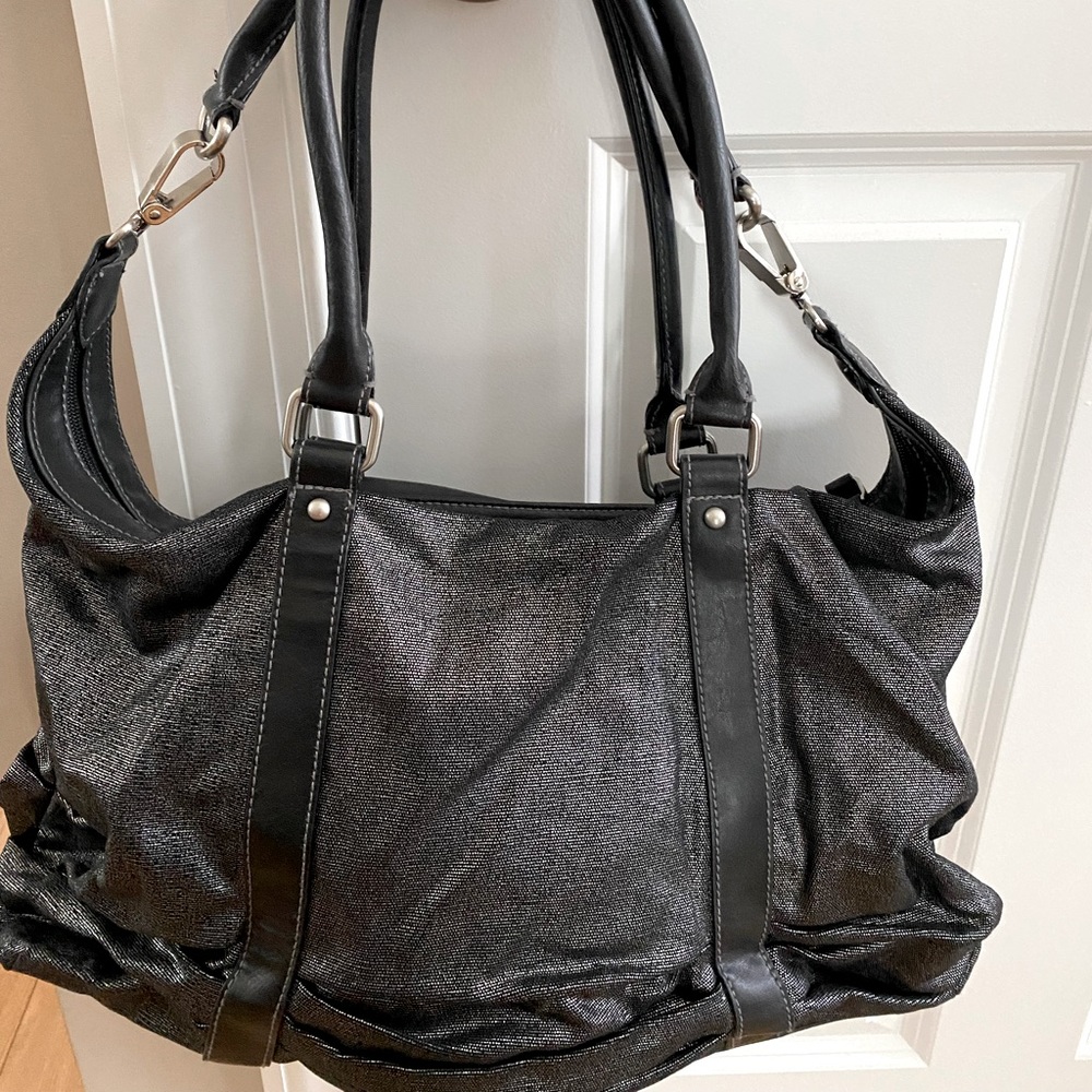 a.n.a Black and Silver Cloth Handbag - Excellent Condition